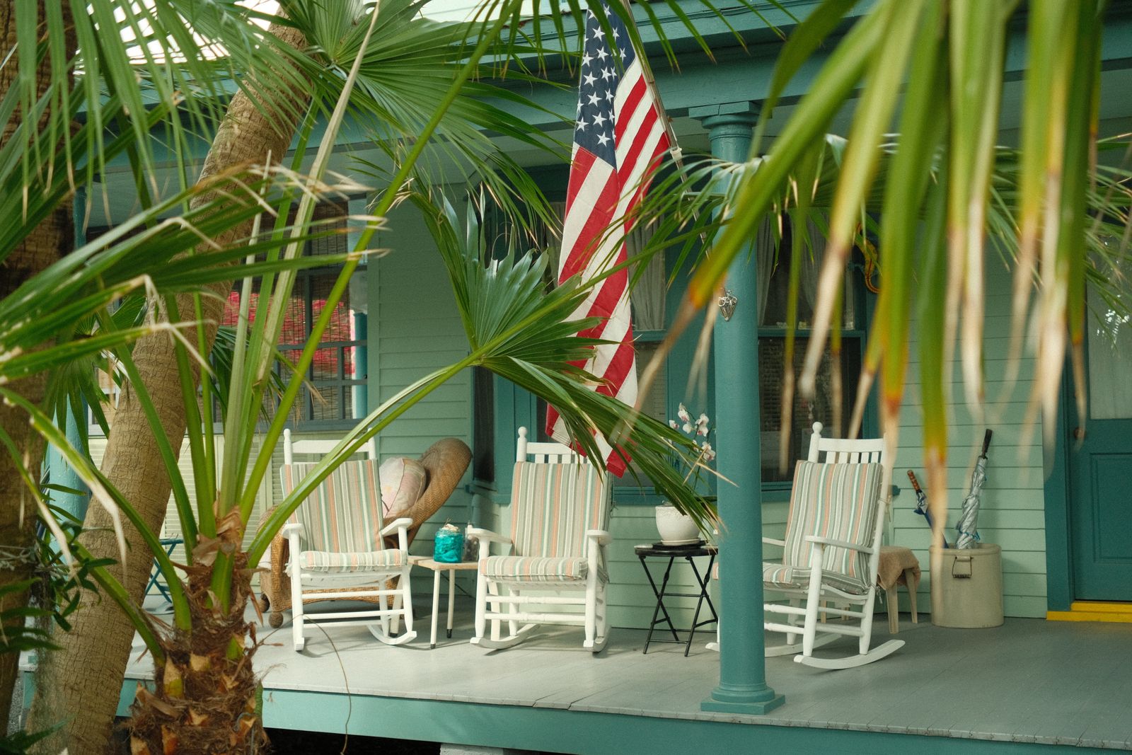 Front porch with rocking chairs