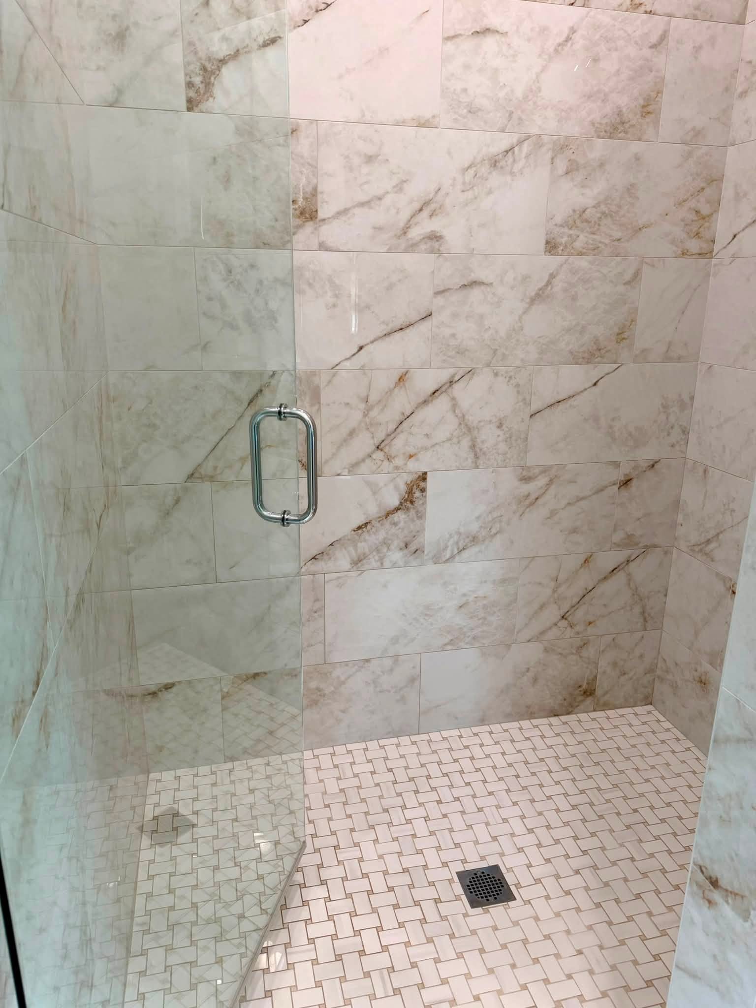 Marble walk-in shower